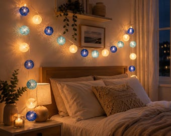 Cotton Ball String Lights, Warm Cozy Fairy Lights, USB LED Garland