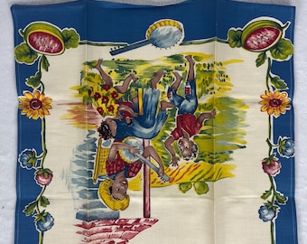 Black Americana oversized linen tea towel 29” x 16” New