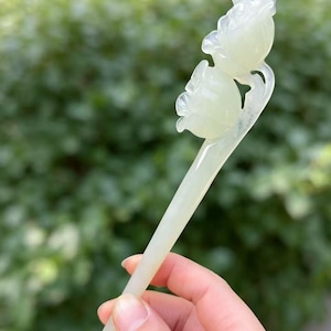 Lotusbloem Xiu Jade Haarspeld | Met één punt | Boho Stijl | Uniek Cadeau | Cadeau voor Haar, Moeder | Verjaardagscadeau