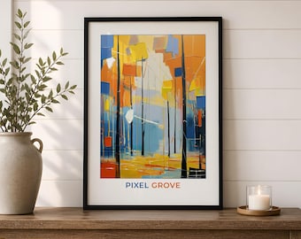 Colorful Abstract Woods Fine Art Print - Vibrant Tree Design
