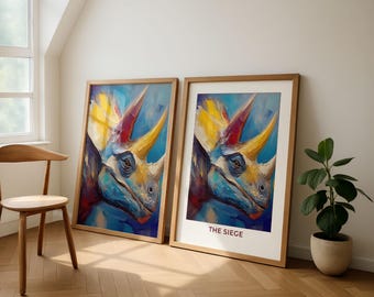 Dinosaur Wall Art, Triceratops, Giclee Print