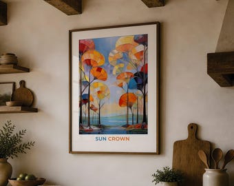 Modern Tree Fans Fine Art Print - Colorful Nature Wall Design