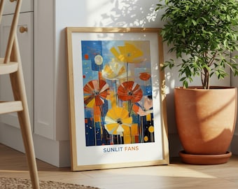 Poppy Fans Fine Art Print - Colorful Floral Wall Design