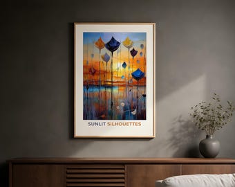 Sunlit Evening Silhouettes Fine Art Print - Sunset Sky Wall Design