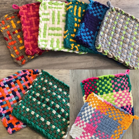 Lg. Loom Potholders, Large, 100% Cotton, Multiple Colors, Loom Woven  Potholder, Sold Separately, Handmade, Nostalgic Series 