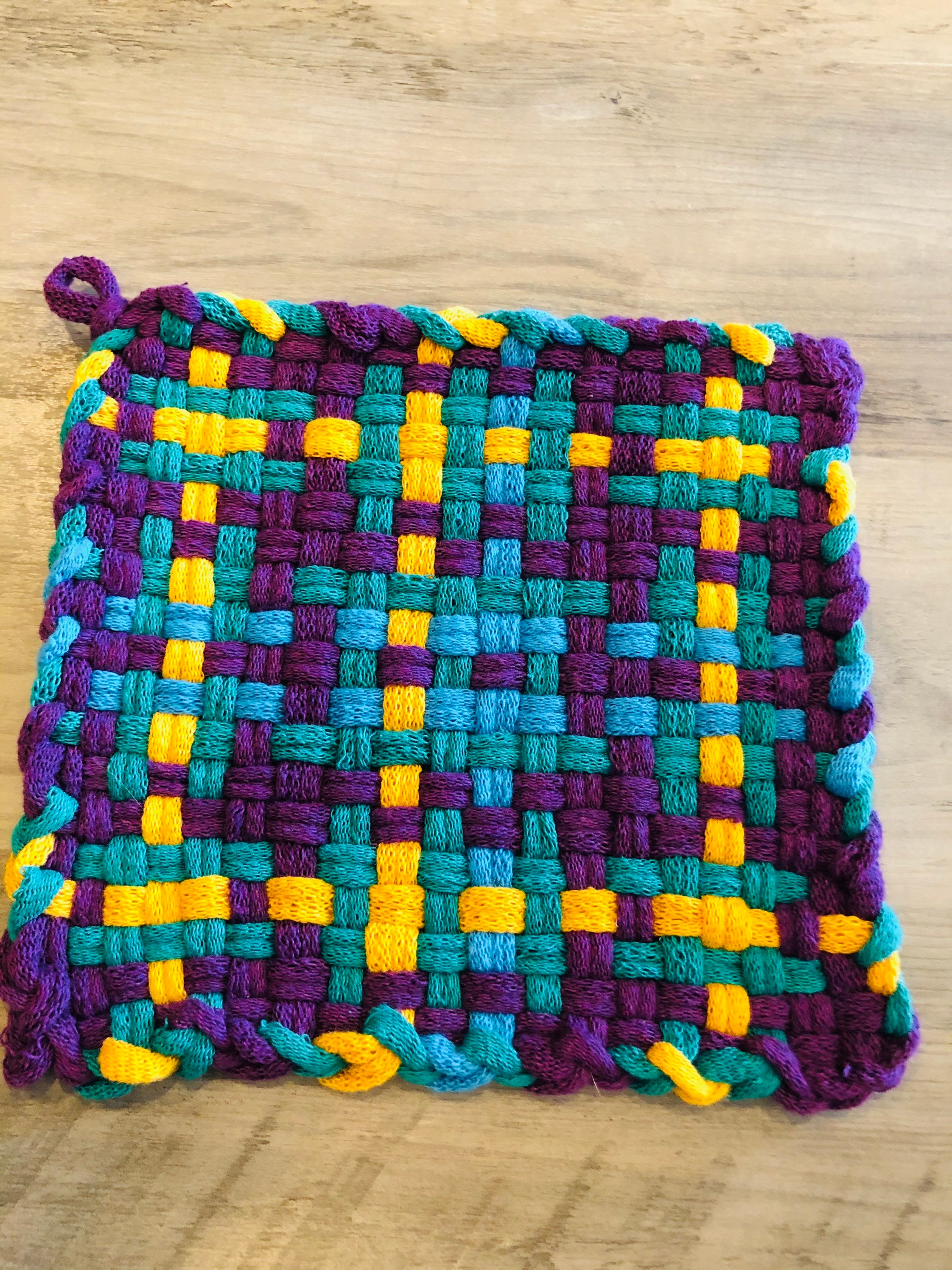Bright Potholders Large 100 Cotton Loom Woven Potholder Etsy