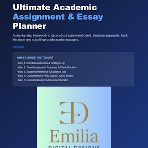 Ultimate Academic Assignment and Essay Planner | University Study Kit, Essay Writing Roadmap & Literature Log | Printable and Digital PDF A4