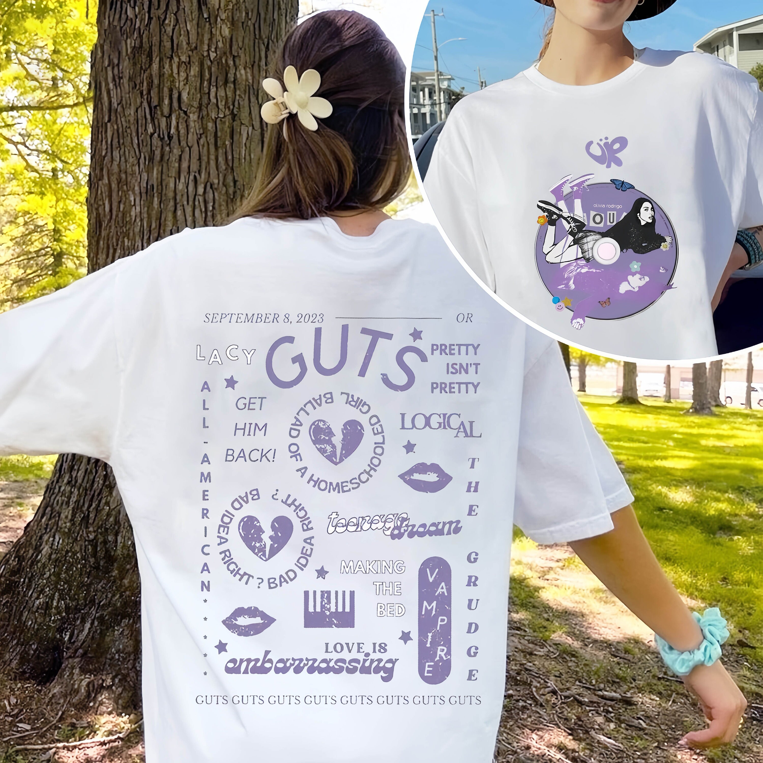 Olivia Rodrigo Guts Tour 2024 Shirt, Olivia Rodrigo Double Sided Shirt