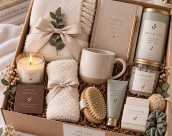 Hygge-Geschenkbox für Selbstfürsorge, Spa-Geschenkkorb für Sie, Gemütliches Pflegepaket, Entspannungsgeschenk, Wellness-Geschenkbox, Umarmung in einer Box