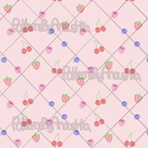 Hand-drawn Berries Seamless Pattern, PNG file, 16”x 16”