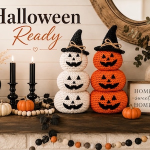 Crochet Pumpkin Stack Pattern PDF | 3 Sizes | Jack-O'-Lantern Halloween Decor | Fall Pumpkin Crochet Pattern | Instant Download