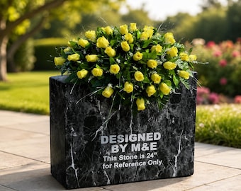 Yellow Rose Buds Cemetery Saddle | Quality Silk Headstone Flowers | Memorial Grave Arrangement | Weather Resistant