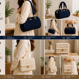 Crochet Bag Pattern Bundle | Boho Barrel & Quilted Flap Crossbody (Digital Download)