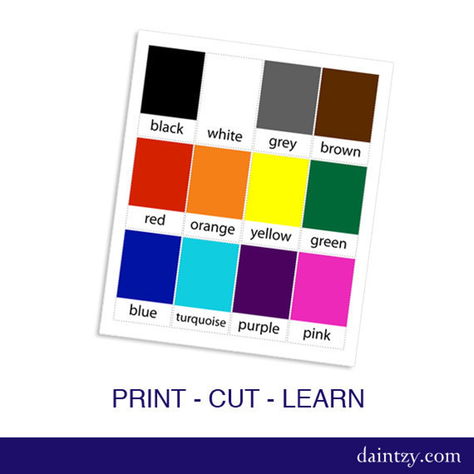 Colors Flashcards for Toddler DIY Make Your Own Basic Etsy