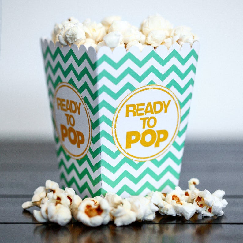 Ready to Pop Popcorn Box Party Favor Printable DIY Make Etsy