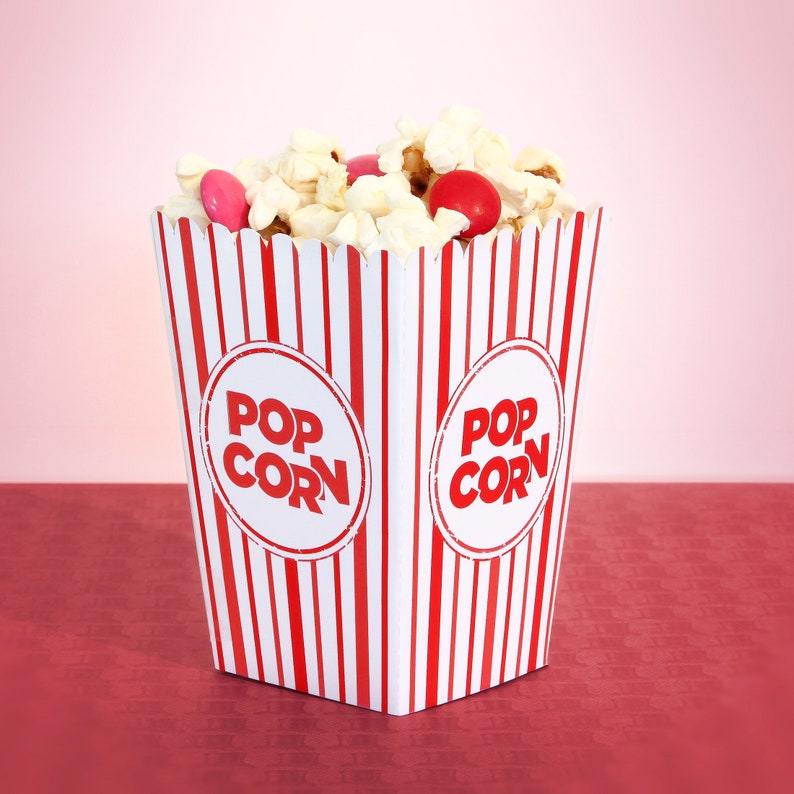 Red Mini Popcorn Box Party Favor Printable DIY Make Your Own Etsy UK