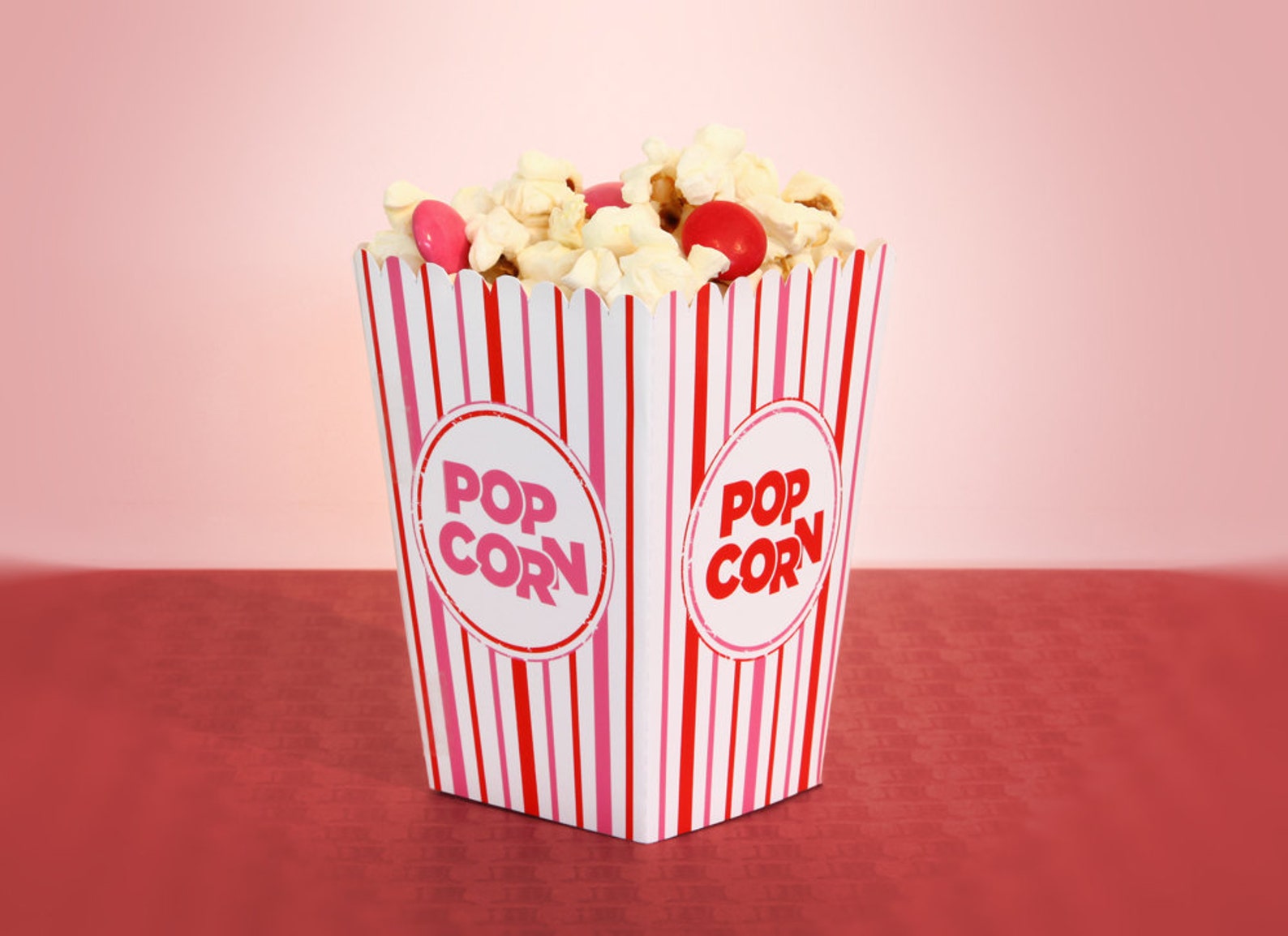 Valentine's Popcorn Box Pink White &amp; Red Mini Gift or | Etsy