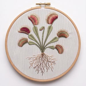 Customized pattern,Venus Flytrap Embroidery Hoop Kit,Carnivorous Plant Embroidery Pattern,Cottagecore Plant Craft Kit,Mindful Hand Stitching image 5