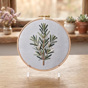 Customized pattern,Evergreen Pine Branch Embroidery Kit Minimal Forest Green Needlework Cottagecore Craft Gift Calming Winter Nature Hoop