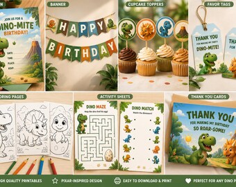 Dinosaur Birthday Party Printables Bundle