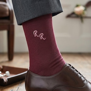 burgundy dress socks for men Groom colorgrp-52275 inspired design in rich Brando 6951 Calf length Length:Short 54