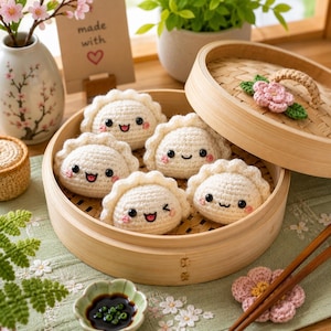 Kawaii Dumpling Virkmönster PDF, Söt Amigurumi Plysch PDF, Enkelt Nybörjarvirkmönster, DIY Barnkammardekor Leksak, Direkt Nedladdning