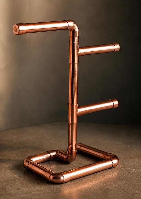 Copper Pipe Jewellery Stand — Freestanding