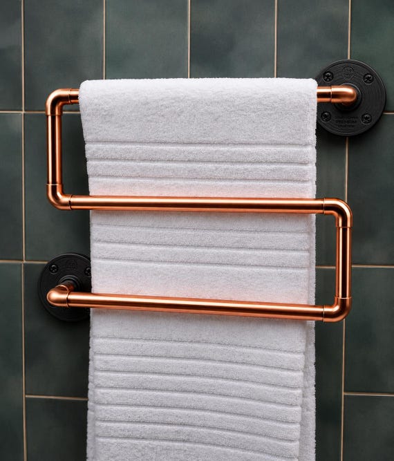 Handcrafted Copper Pipe Towel Rail | Industrial Bathroom Wall Mount Towel Rack