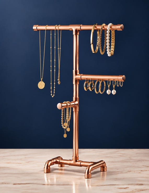 Copper Pipe Jewellery Stand