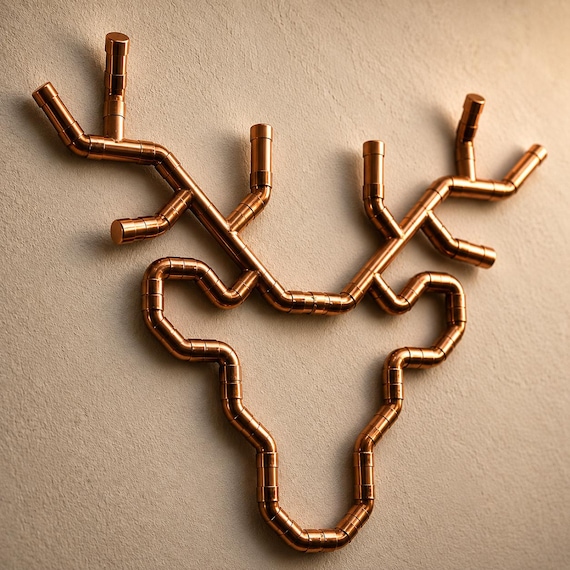 Copper Pipe Deer Wall Art | Handmade Industrial Wall Sculpture