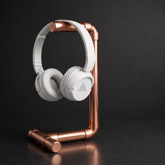 Copper Pipe Headphone Stand | Handmade Headset Holder | Gaming Desk Organizer | Industrial Desk Decor | Gamer Gift