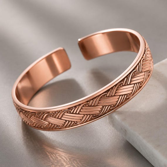 Copper Basketweave Cuff Bracelet – Unisex Handmade Jewellery