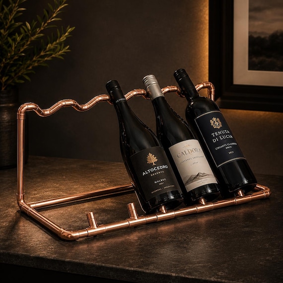 Copper Pipe Wine Rack – 5 Bottle Upright