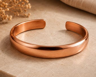Polished Copper Cuff Bracelet – Unisex Handmade Jewellery