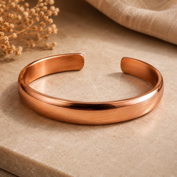 Polished Copper Cuff Bracelet – Unisex Handmade Jewellery