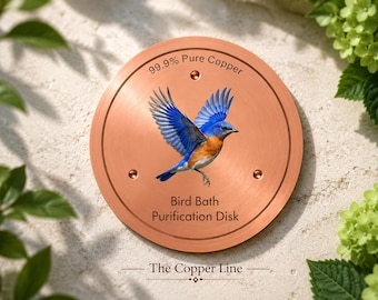 99.9% Pure Copper Bird Bath Purification Disk | Bluebird Design (100mm)