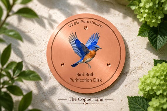 99.9% Pure Copper Bird Bath Purification Disk | Bluebird Design (100mm)