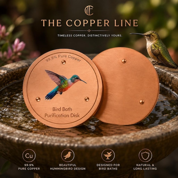 99.9% Pure Copper Hummingbird Bird Bath Disc | Garden Accessory