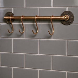 Copper Utensil Rail – Industrial Farmhouse Kitchen Wall Rack, Mug Holder