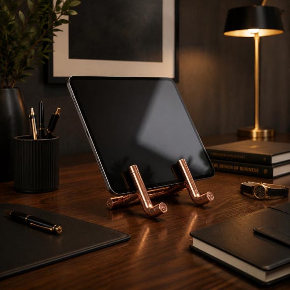 Handmade Copper Tablet Stand | Copper Book Holder | Desktop Tablet Stand | Industrial Copper Desk Decor | Kitchen Counter Stand | Gift