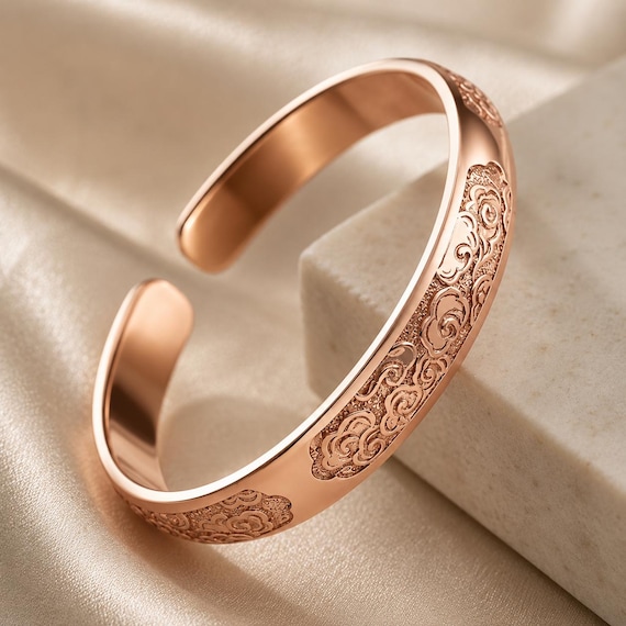 Engraved Copper Cuff Bracelet – Unisex Handmade Jewellery