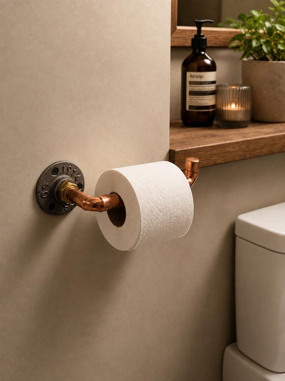 Copper Pipe Toilet Roll Holder