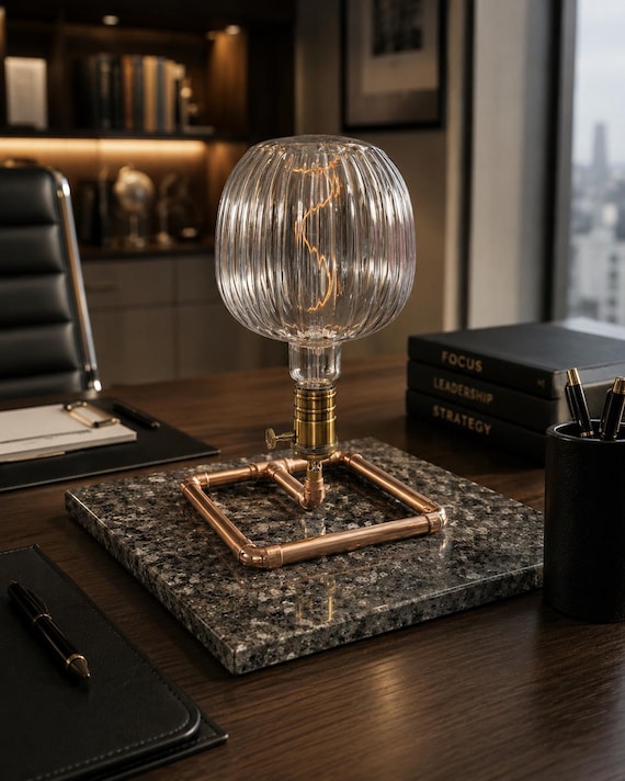 Copper Pipe Table Lamp | Industrial Edison Bulb Bedside Light | The Copper Line