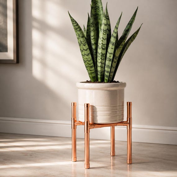 Copper Pipe Plant Stand | Handmade Copper Plant Holder | Industrial Plant Display | Modern Home Decor
