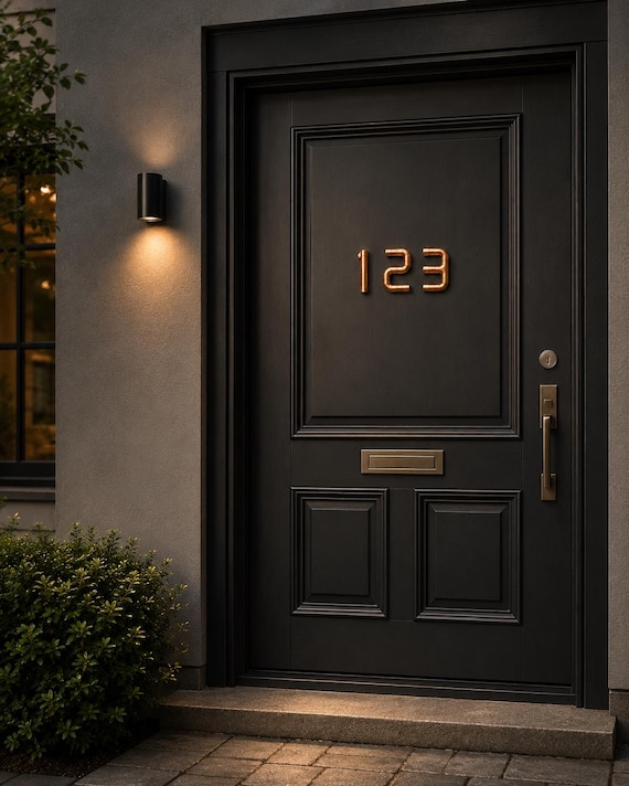 Industrial Copper Pipe House Numbers 0-9 | Modern Address Sign | Rustic Metal Door Numbers | Hotel Room Numbers | Custom Address