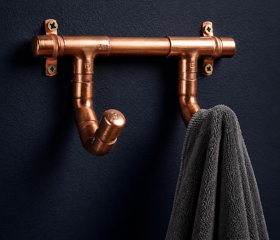 Industrial Copper Pipe Wall Hook | Hook Towel Rack | Modern Minimalist Entryway & Bathroom Coat Rack