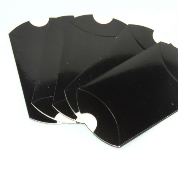 Mini Pillow Gift Boxes Glossy Black, Favor Boxes,Packaging Boxes 12 Pack size 3.5x2 7/8