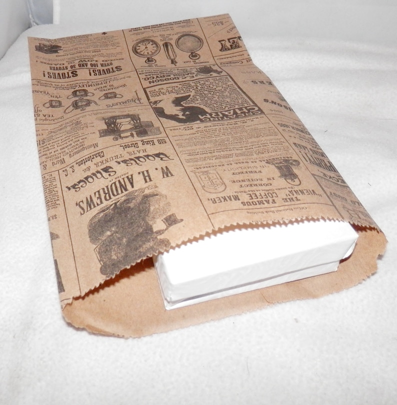 100 6x9 Newspaper Print Paper Bags Vintage Style Newsprint Etsy