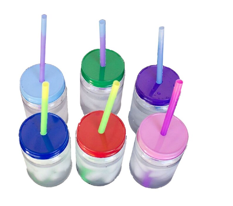 17oz Plastic Mason Drinking Jars Lids & Color Changing Etsy
