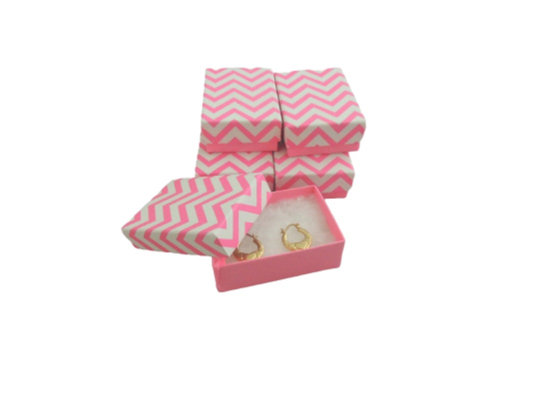 20 Pink Chevron Cotton Filled Jewelry Presentation Gift Boxes Etsy